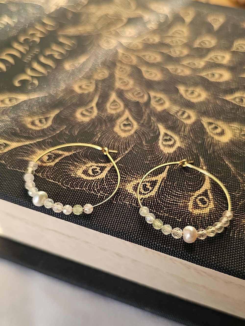 Natural Morganite Baroque Pearl Hoop Earrings